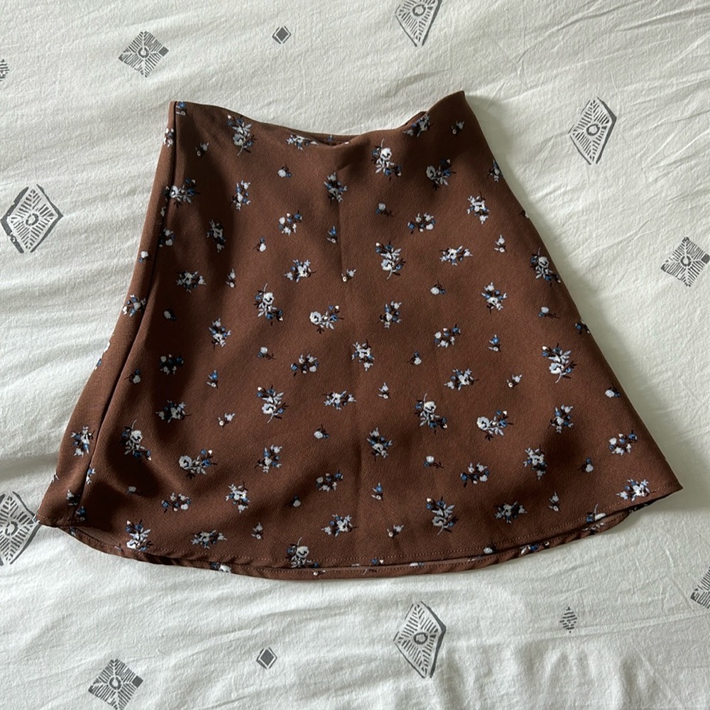 H&M floral brown mini skirt size 0